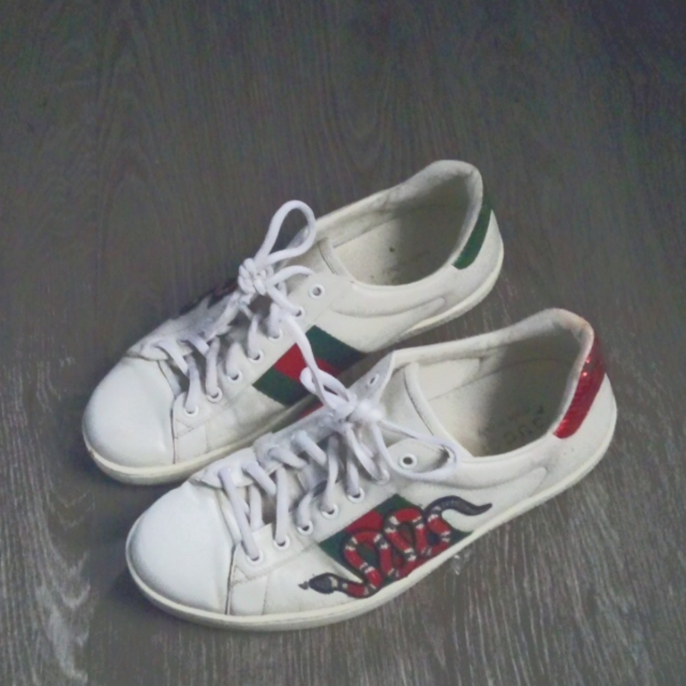 Gucci Men's Ace embroidered "snake" | white |sneaker size 8.5